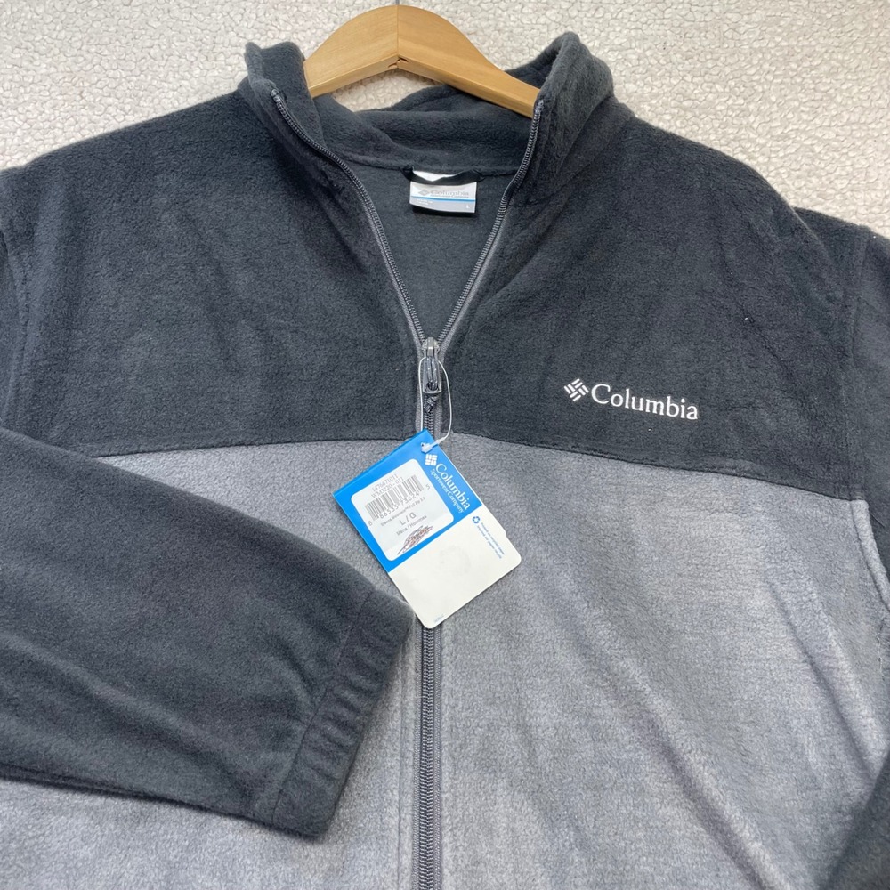 Columbia Fleece Jacket Mens L Grey Steens Mountain Full Zip 2.0 Two-Tone Soft